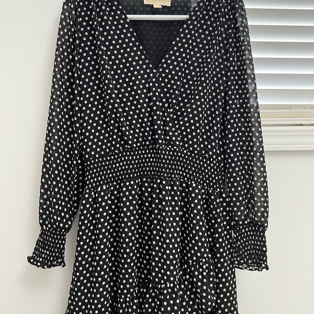 Michael Kors sinched waist black and white dress